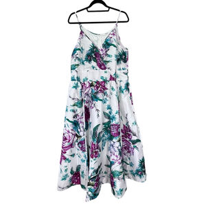 Eshakti Satin Floral Spaghetti Strap Lined Dress Size XL Party Wedding Cottage